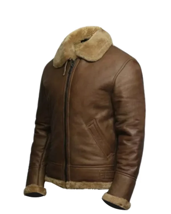 Mens B3 Aviator Brown Sheepskin Leather Jacket