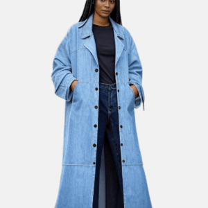 Longline Icon Denim Trench Jacket