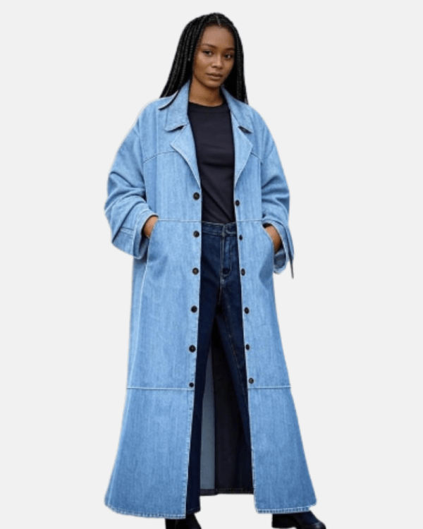 Longline Icon Denim Trench Jacket