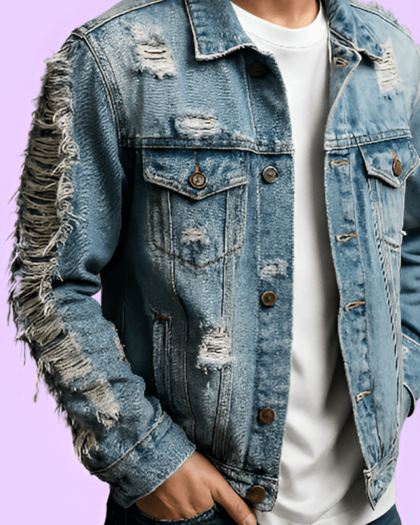Distressed Rip And Repair Denim Jacket