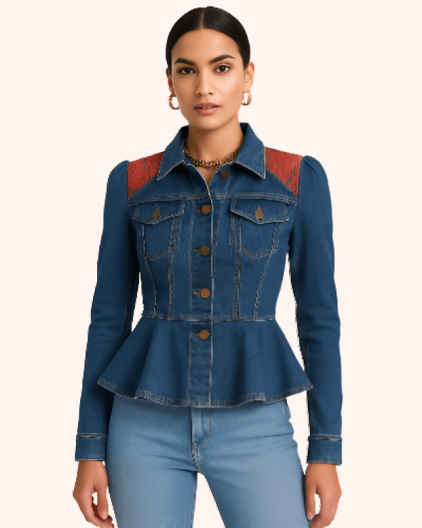Pleated Bottoms Denim Jacket