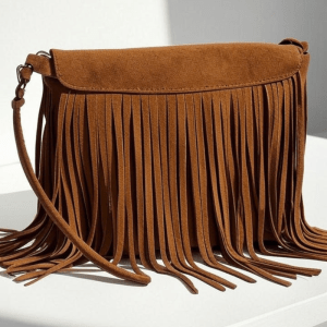 Fringe leather purse manufacturing USA