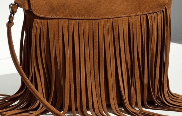 Womens Brown Suede Fringe Leather Purse