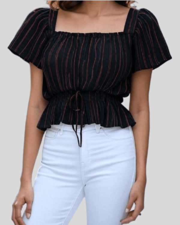 black Shirred Tops