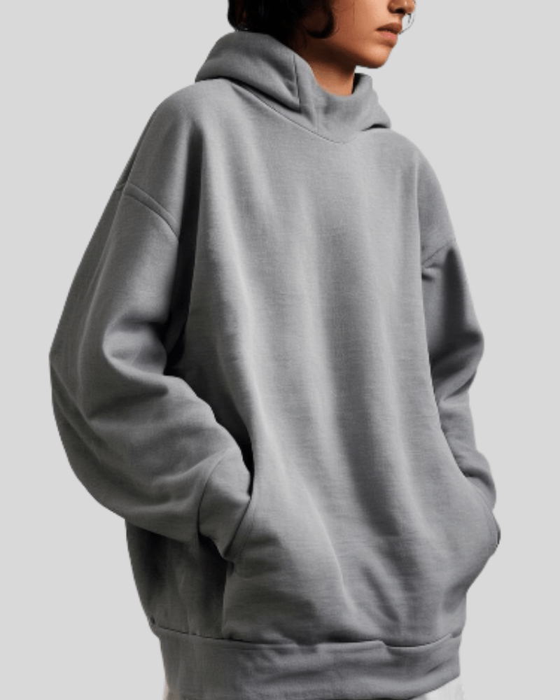 Cotton Mock Neck Oversized Pullover hoodie