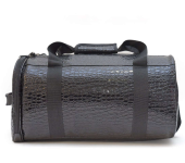 Black Embossed Duffel Bag with Dual Carry Handles and Strap