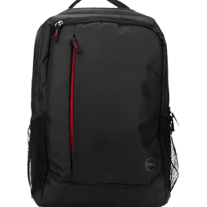 Black Laptop Backpack Bag with Red Accent and Multiple Compartments