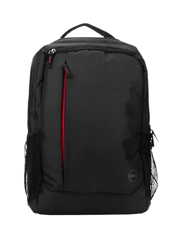 Black Laptop Backpack Bag with Red Accent and Multiple Compartments