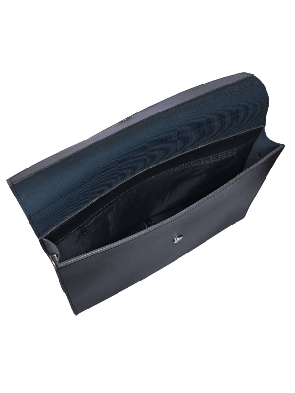 Black Laptop Bag with Metal Closure and Detachable Strap