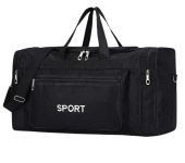 Black Sport Duffel Bag with Adjustable Shoulder Strap