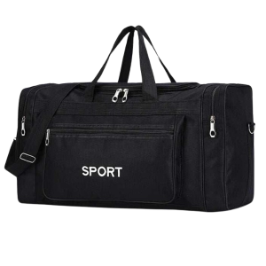 Black Sport Duffel Bag with Adjustable Shoulder Strap
