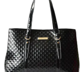 Black Women’s PU Debossed Pattern Purse with Top Opening