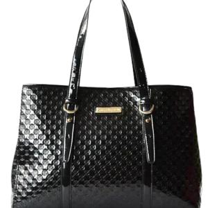 Black Women’s PU Debossed Pattern Purse with Top Opening