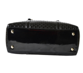 Black Womens PU Debossed Pattern Purse with Top Opening