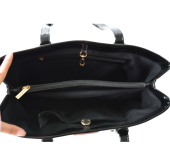Black ladie’s PU Debossed Pattern Purse with Top Opening
