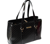 Black ladies PU Debossed Pattern Purse with Top Opening