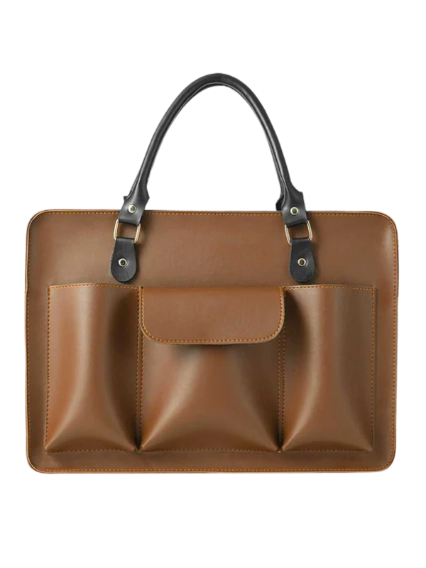 Classic Brown Laptop Tote Bag Office & Business Style