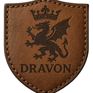 Custom Embossed Leather Patch Dragon Crest and Royal Crown