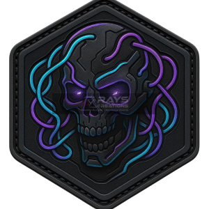 Custom PVC Neon Skull with Electric Tentacles Patch
