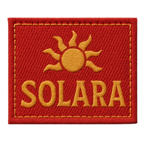 Custom Woven Patch Solara Sun Design