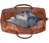 Durable Brown Leather Wheeled Duffel Bag