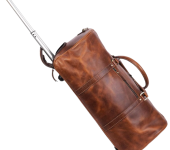 Durable Brown Leather Wheeled Duffel Bag for Easy Travel