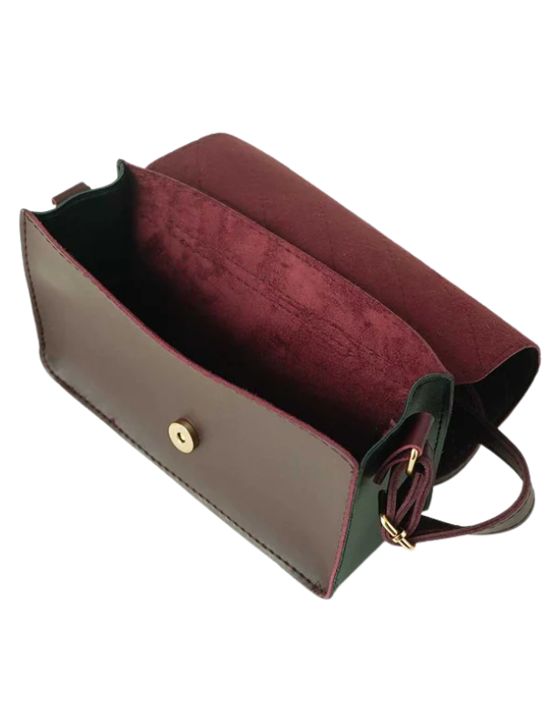 Ladie's Burgundy Cross Stitch Crossbody Bag