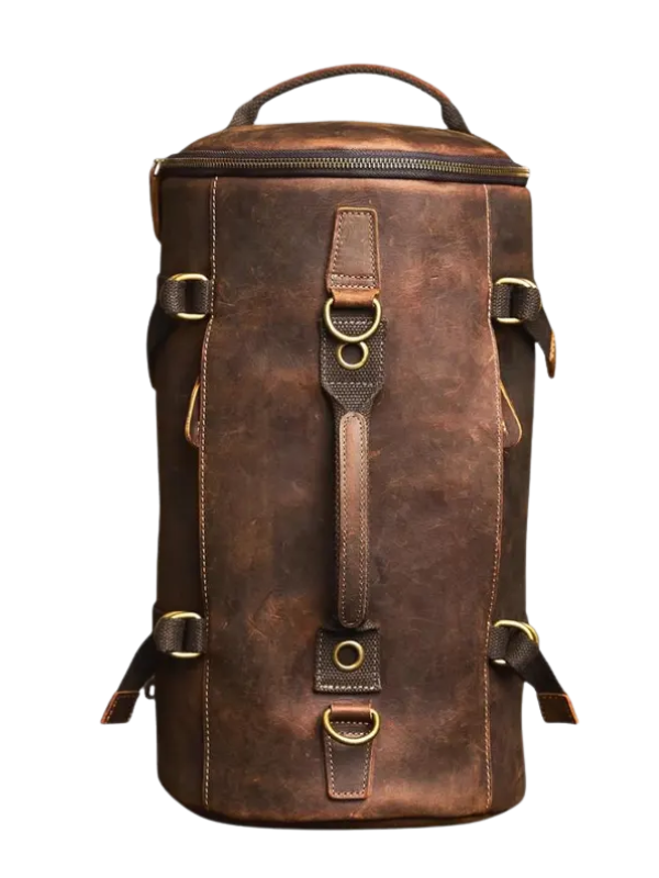 Luxury Brown Leather Backpack with Comfortable Shoulder Straps and Secure Zipper