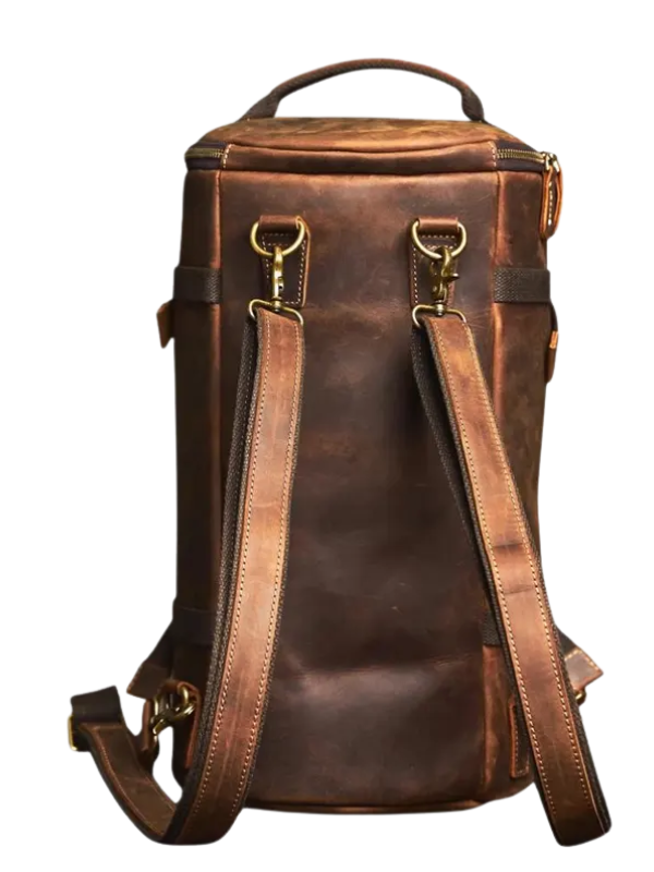 Luxury Brown Leather Backpack with Secure Zipper