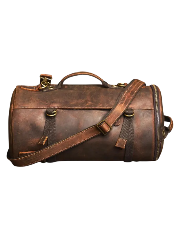Luxury Brown Leather Backpack with Shoulder Straps and Secure Zipper