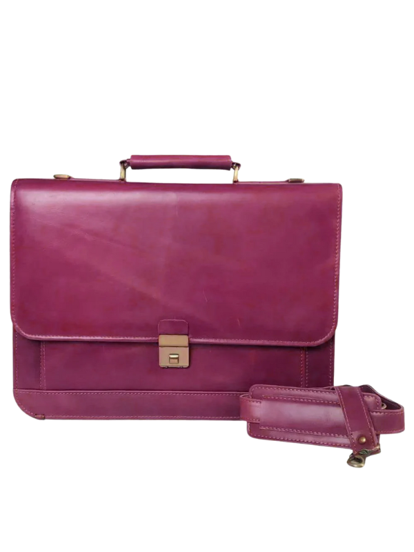 Purple Laptop Bag with Secure Closure and Detachable Strap