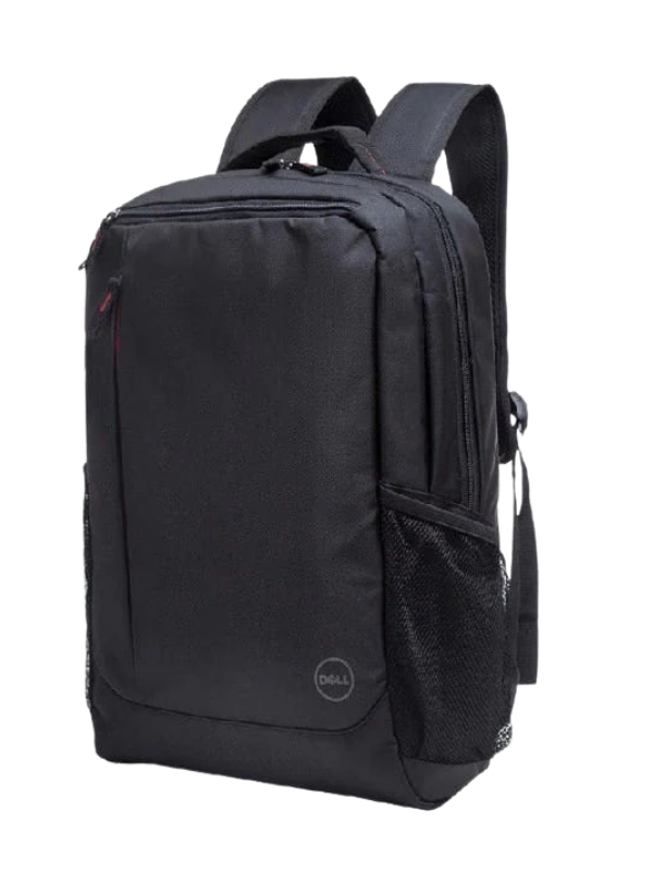 Sleek Black Laptop Backpack Bag with Red Accent and Multiple Compartments