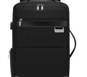 Stylish Black Laptop Backpack with Dual Zippers and Organized Storage