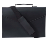 Stylish Black Laptop Bag with Metal Closure and Detachable Strap