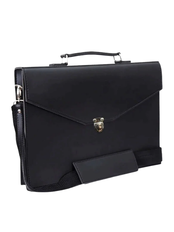 Stylish Black Laptop Bag with Metal Closure