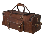 Stylish Brown Leather Weekender Duffel Bag