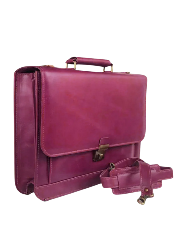 Stylish Purple Laptop Bag with Secure Closure and Detachable Strap