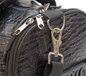 Trendy Black Croc-Embossed Duffel Bag with Dual Carry Handles