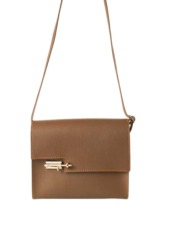Women Brown Latch Crossbody Bag