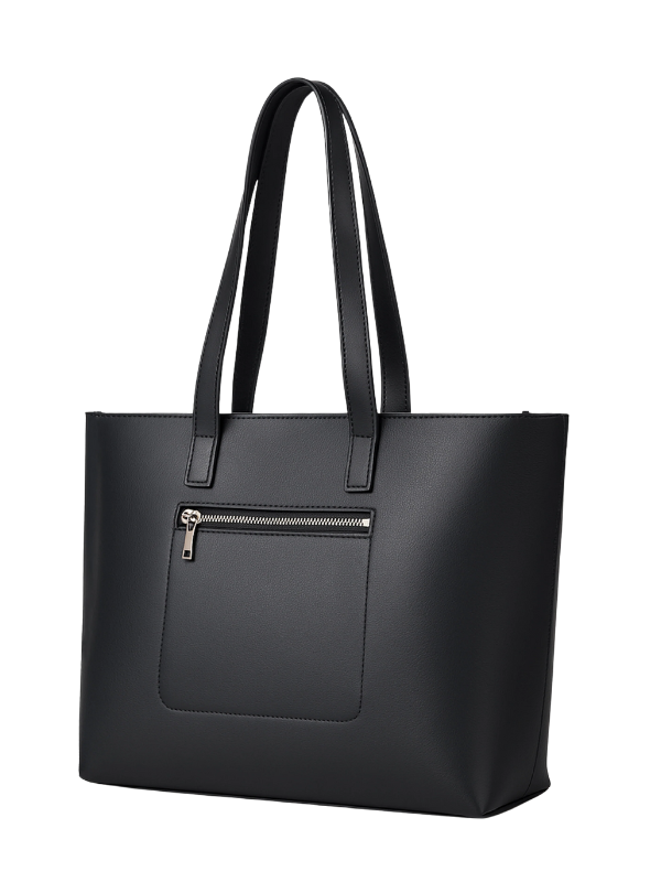 Womens Black Long Handle Tote Bag