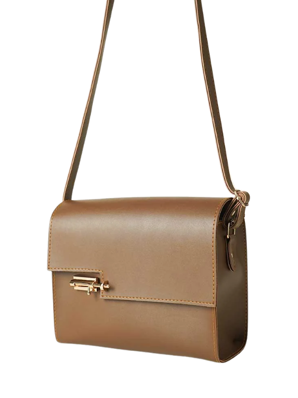 Women's Brown Latch Crossbody Bag