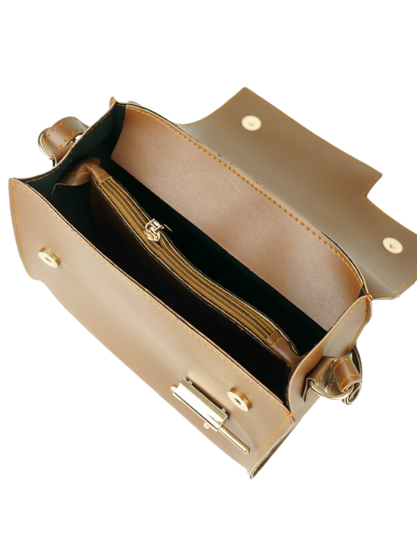 Womens Brown Latch Crossbody Bag
