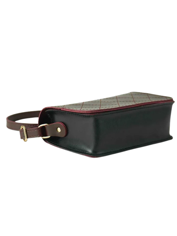 Womens Burgundy Cross Stitch Crossbody Bag