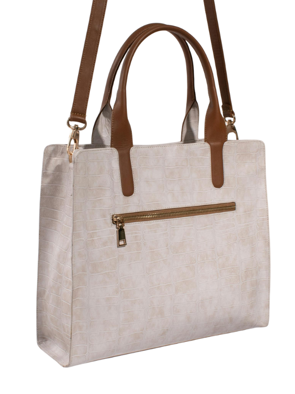 Women's White Satchel Tote Handbag