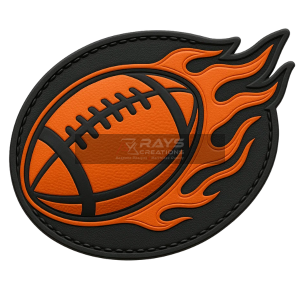 customized PVC Flaming Football Patch