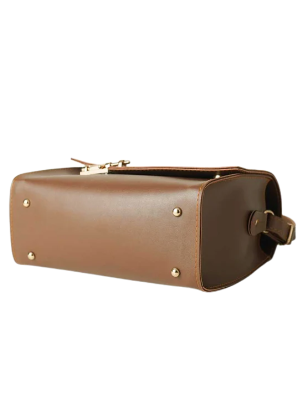 ladies Brown Latch Crossbody Bag