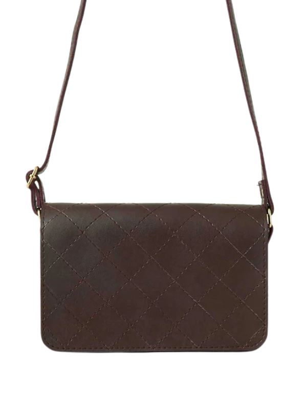 ladies Burgundy Cross Stitch Crossbody Bag