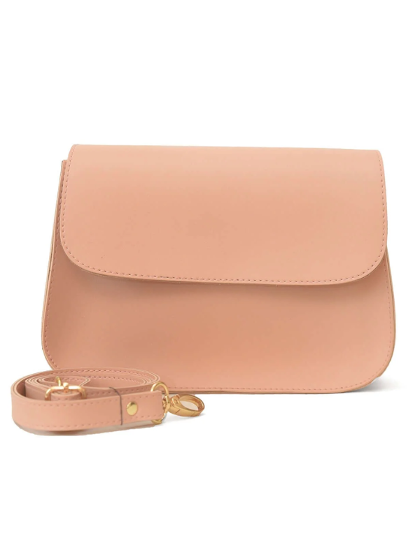 ladie's Pink Plain Design Crossbody Bag