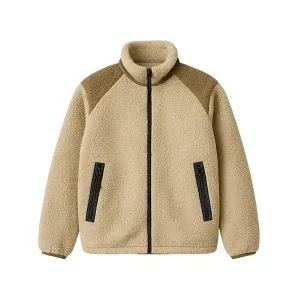 Beige Color Block Sherpa Fleece Jacket Wholesaler