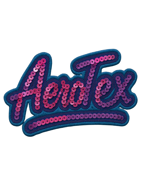 Custom Sequin Patch AeroTex Logo Design Badge